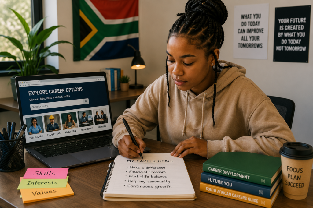 How to Choose the Right Career Path in South Africa (For Students and Adults) Student completing career self assessment in South Africa