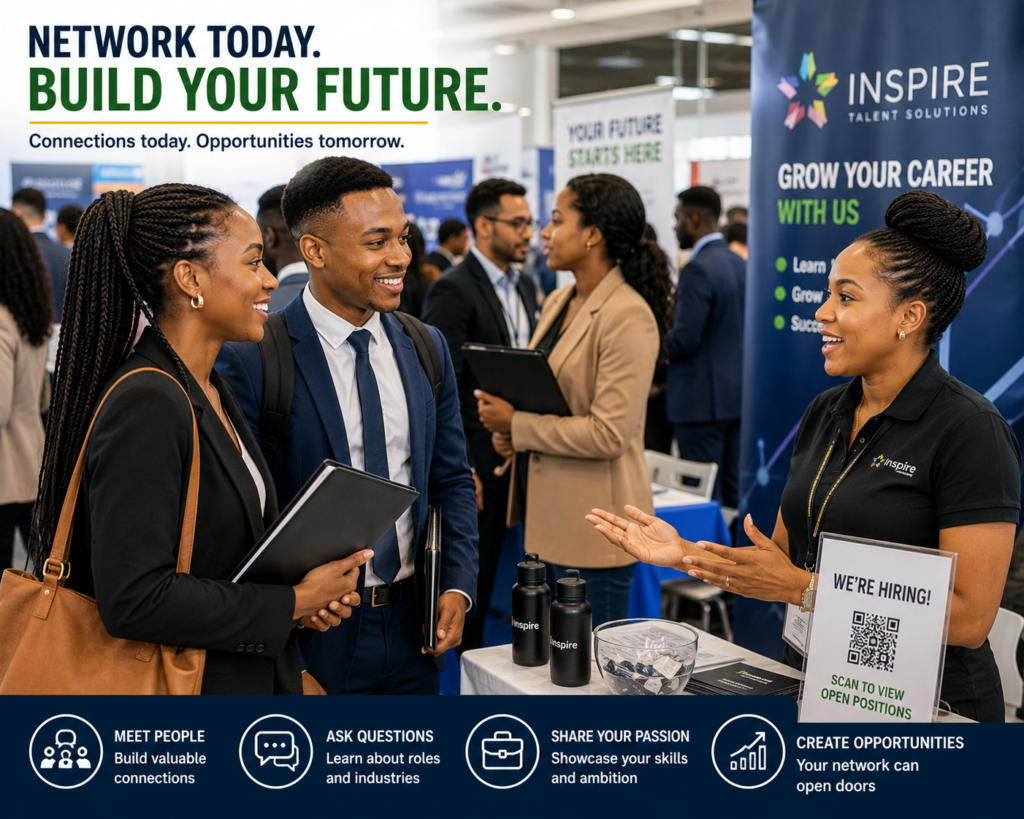 How to Get Your First Job With No Experience in South Africa young professionals networking at a career fair