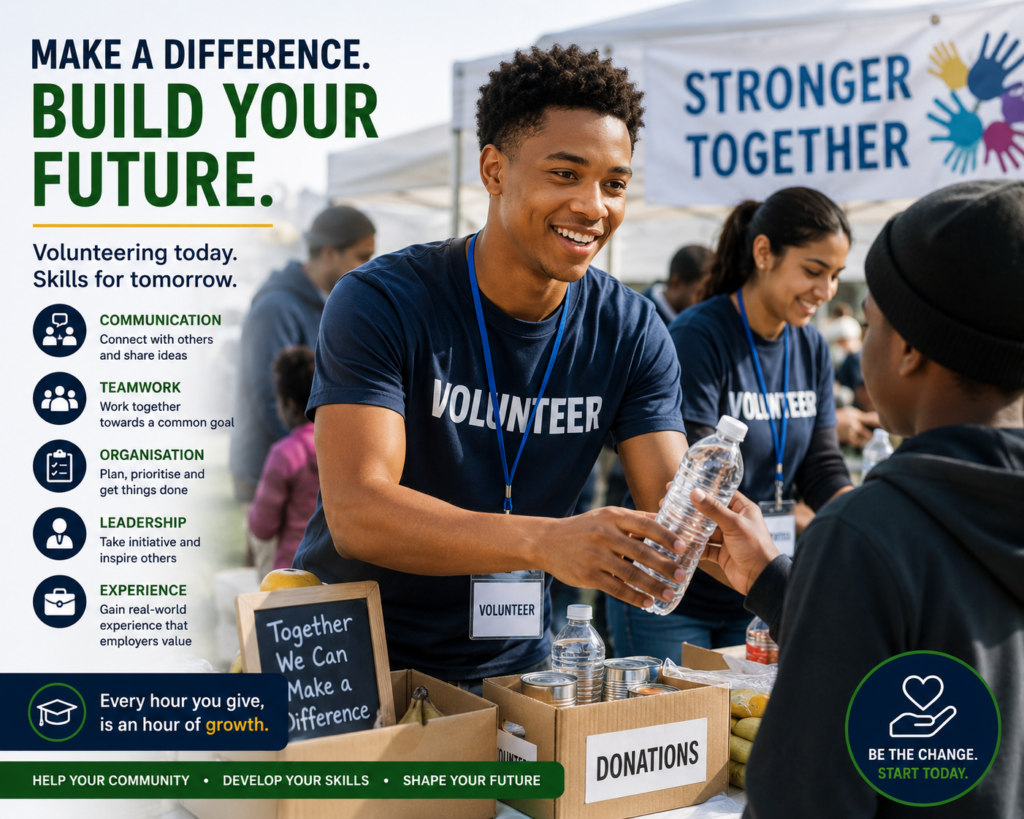 How to Get Your First Job With No Experience in South Africa young volunteer helping at a community even