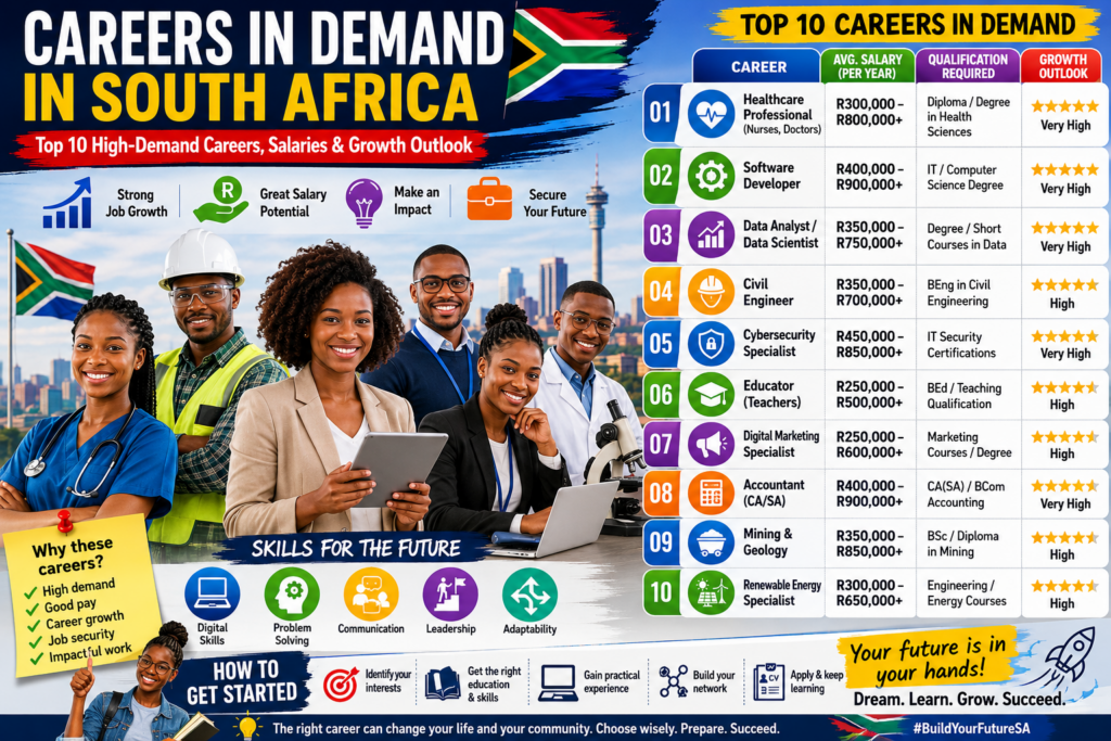 How to Choose the Right Career Path in South Africa (For Students and Adults) careers in demand south africa infographic